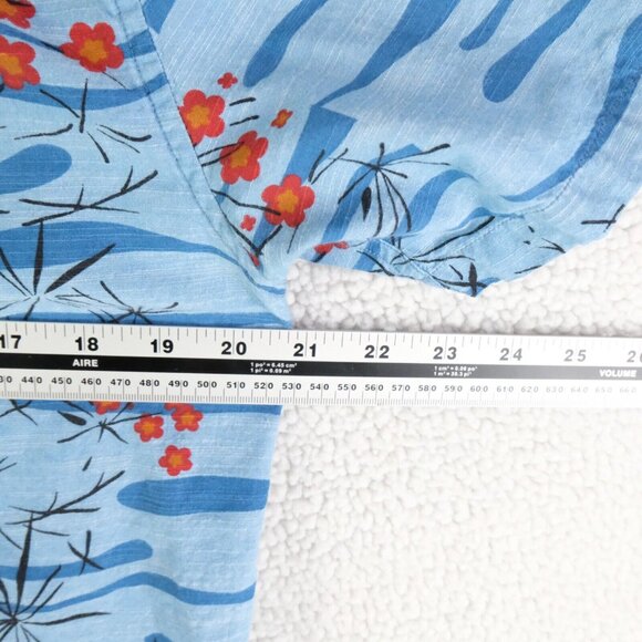 Roark Revival Shirt Mens Medium Blue Floral Retro Button Up Pocket Short Sleeve - Picture 6 of 9